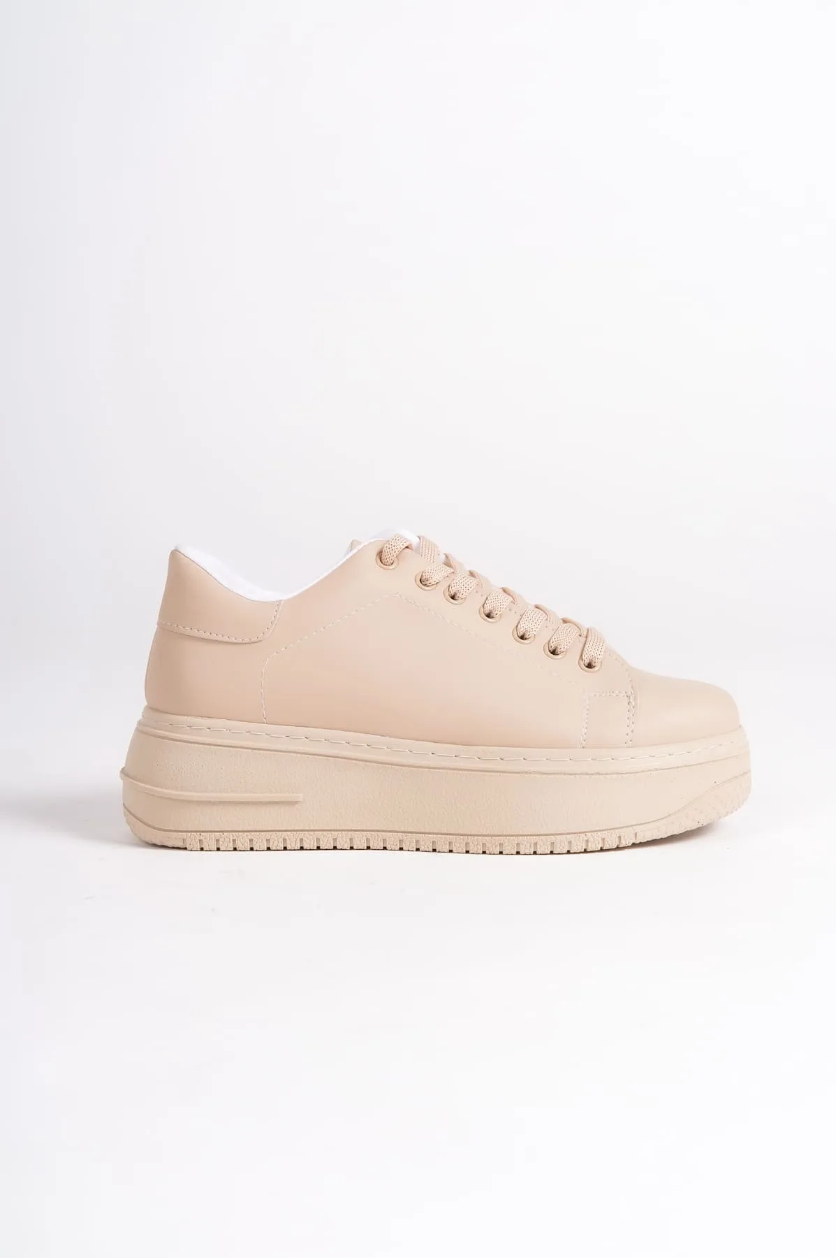BIANA Bağcıklı Ortopedik Taban Kadın Sneaker - Ten Rengi
