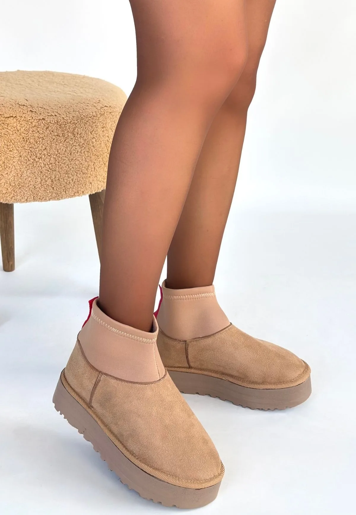 Erbilden Cuen Nude Süet Bot 4 cm Topuk Bağcıksız Kadın Bot