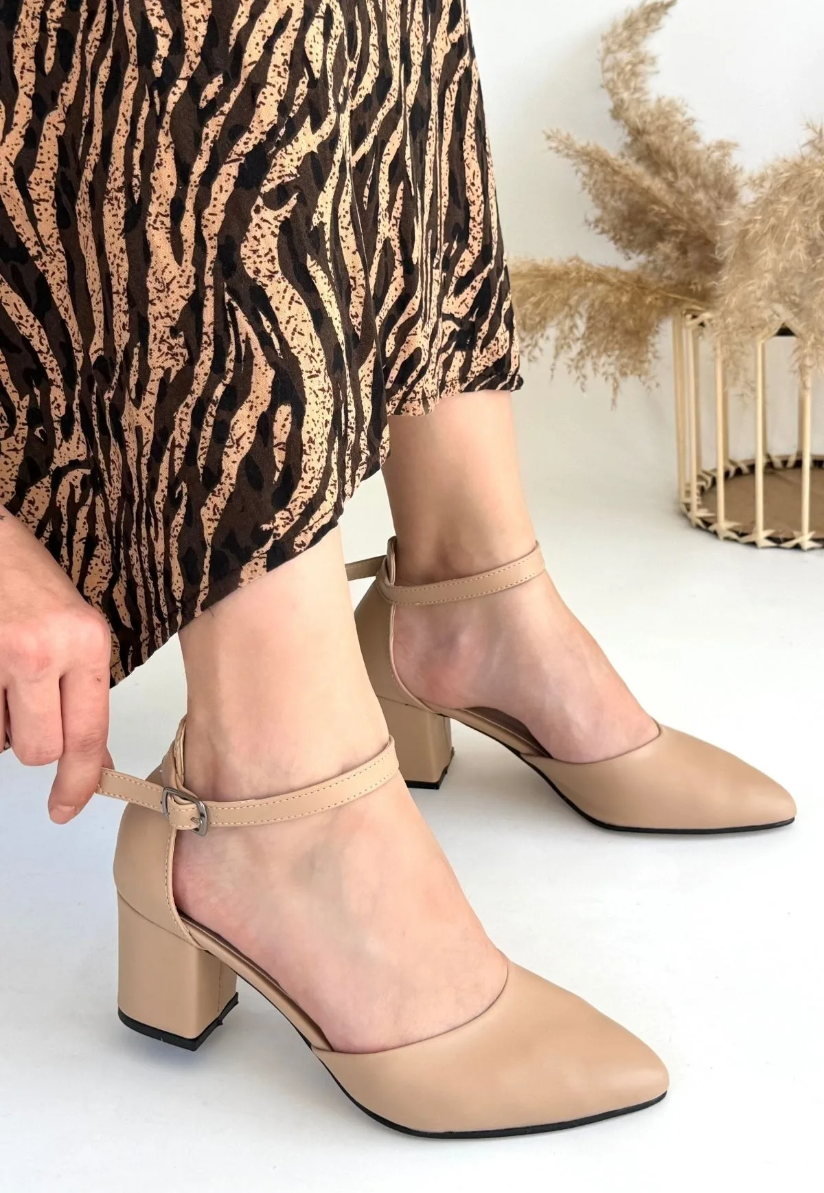 Erbilden Mulen Nude Cilt Topuklu Ayakkabı 5.5 CM Topuk