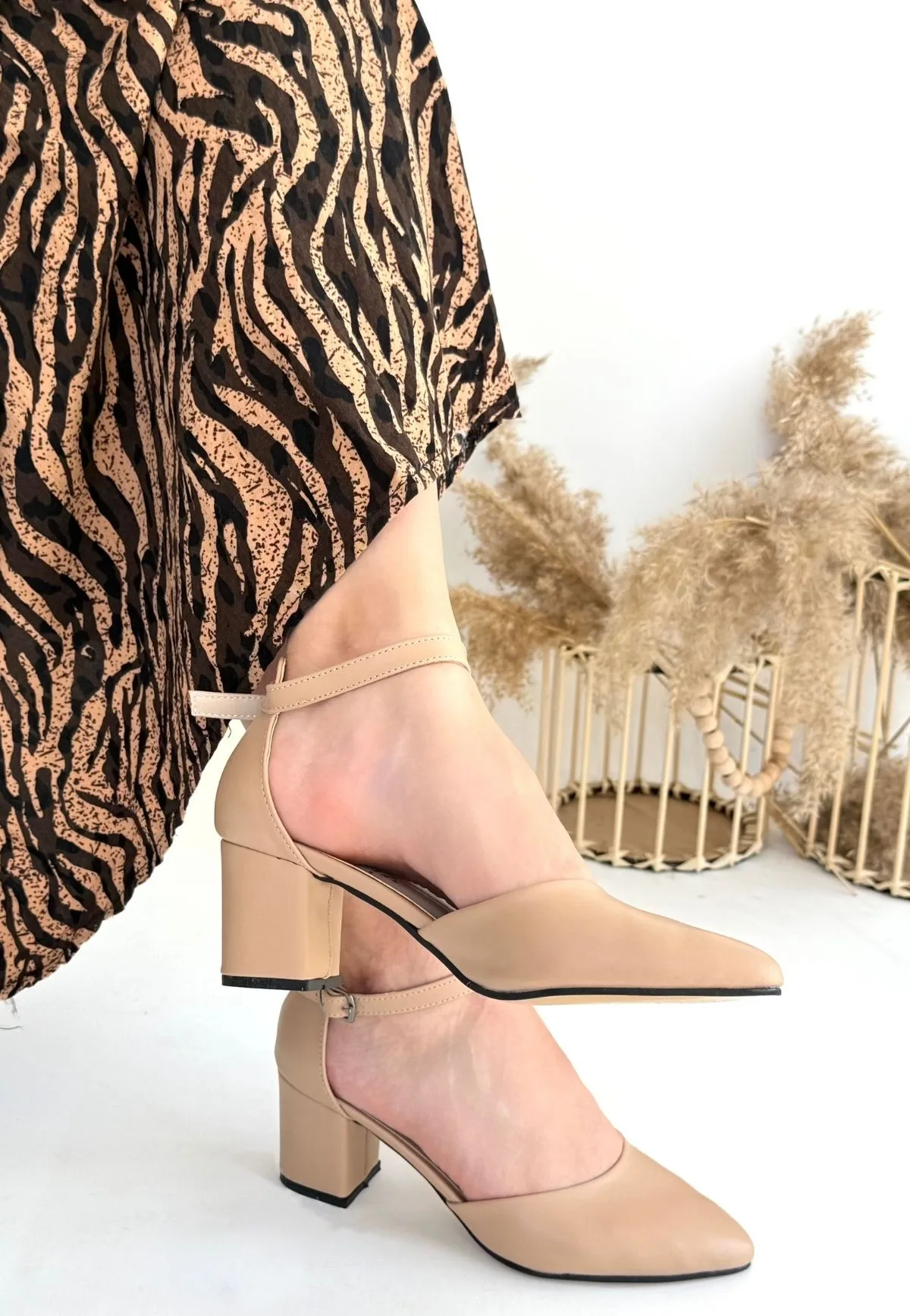 Erbilden Mulen Nude Cilt Topuklu Ayakkabı 5.5 CM Topuk