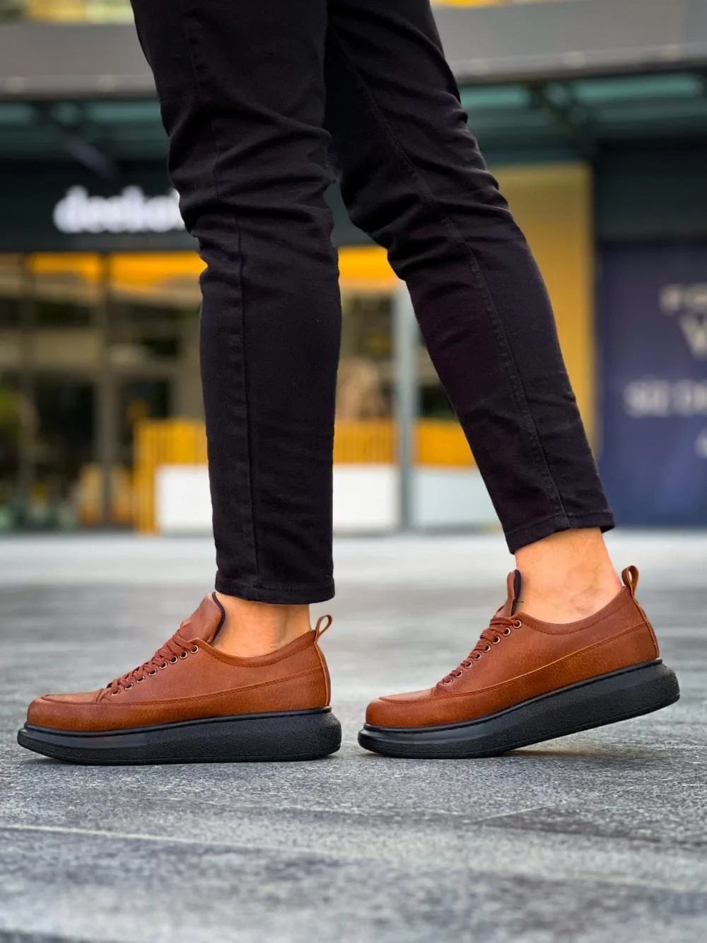 Joy Ayakkabı JY814 Axel Bağcıklı Cilt Erkek Günlük Sneaker Taba