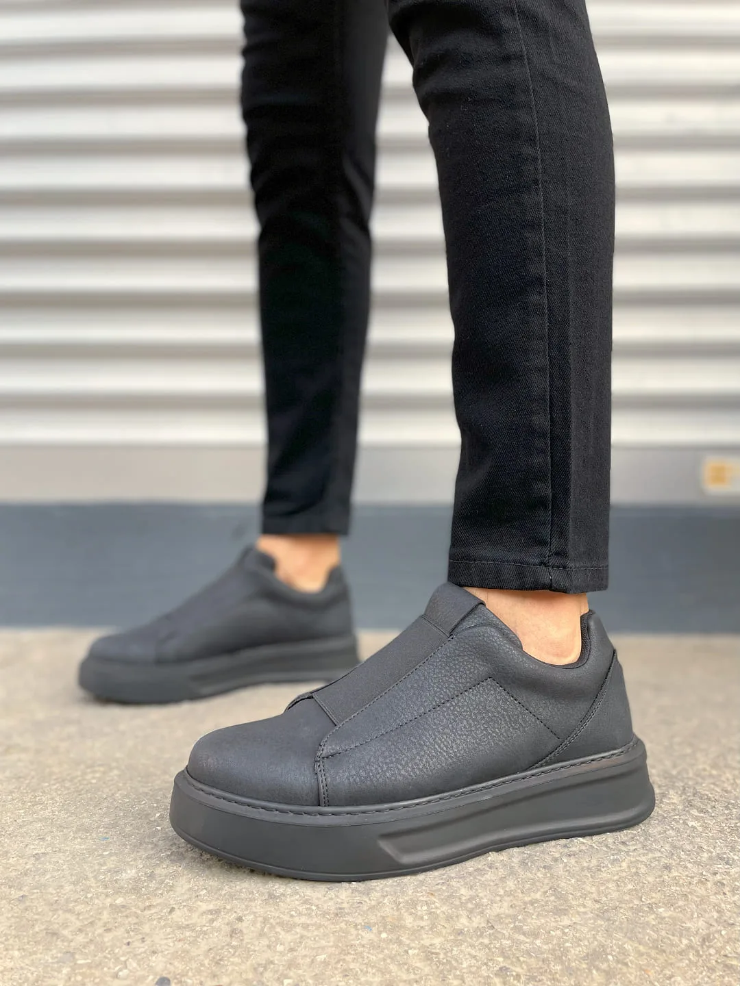Joy Man Alba Bağcıksız Cilt Erkek Günlük Sneaker Ayakkabı, Ortopedik Taban, Siyah