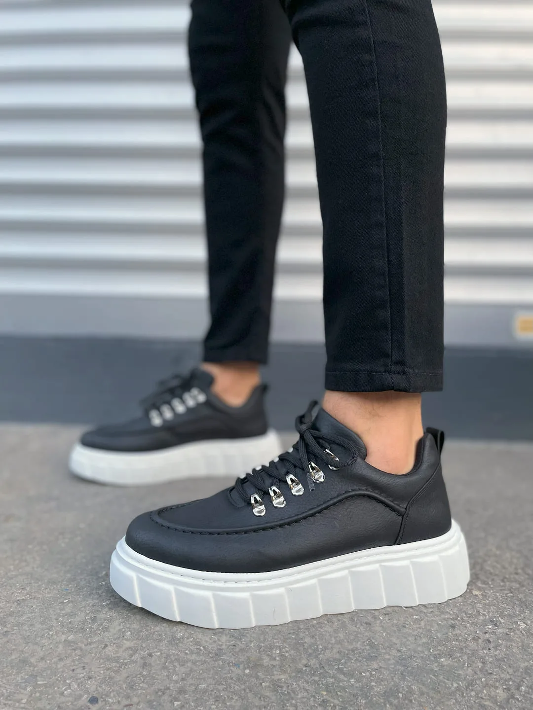 Joy Man JY010 Cloud Bağcıklı Cilt Erkek Günlük Sneaker Siyah