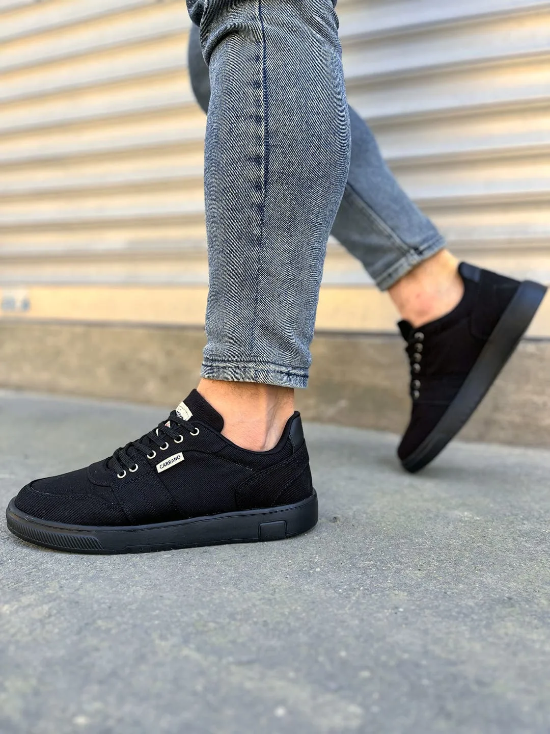 Joy Man JY0118 REX Bağcıklı Keten Erkek Günlük Sneaker Ayakkabı Siyah