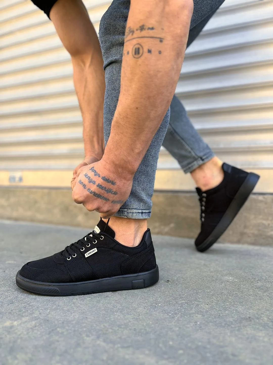 Joy Man JY0118 REX Bağcıklı Keten Erkek Günlük Sneaker Ayakkabı Siyah