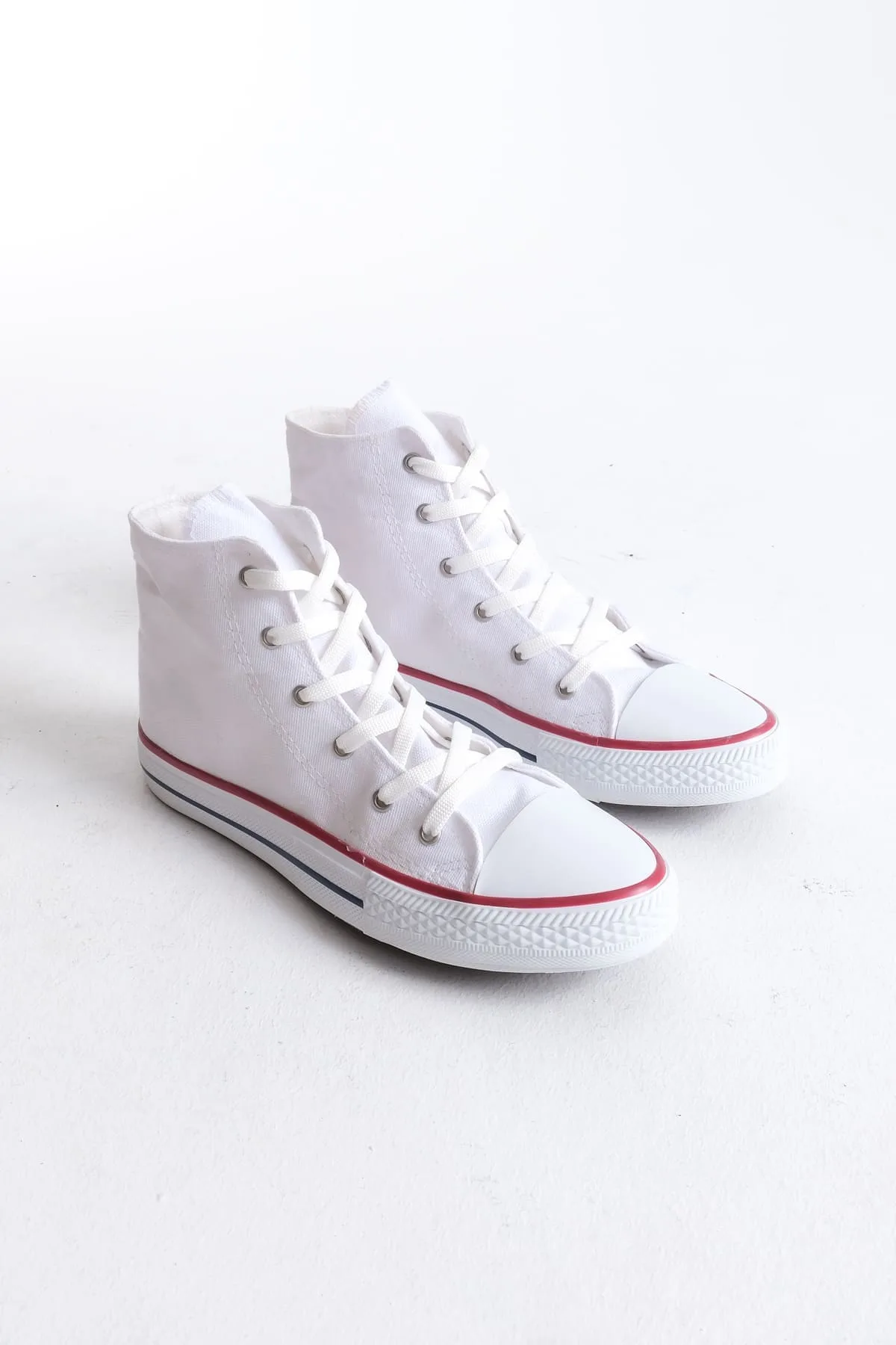 Joy Man JY0423 AXE Bağcıklı Keten Erkek Yüksek Sneaker Ayakkabı Beyaz