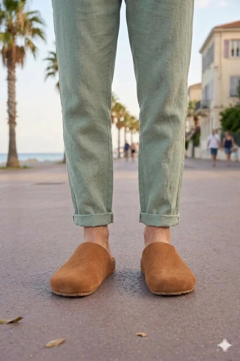 Joy Man JY0556 Raven Bağcıksız Hakiki Süet Deri Mantar Taban Loafer Erkek Ayakkabı Taba