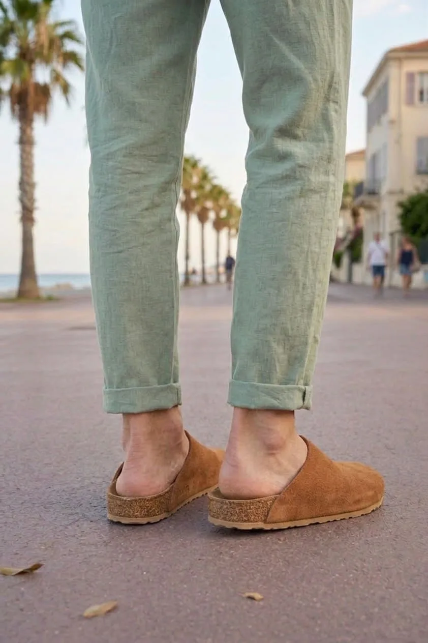 Joy Man JY0556 Raven Bağcıksız Hakiki Süet Deri Mantar Taban Loafer Erkek Ayakkabı Taba