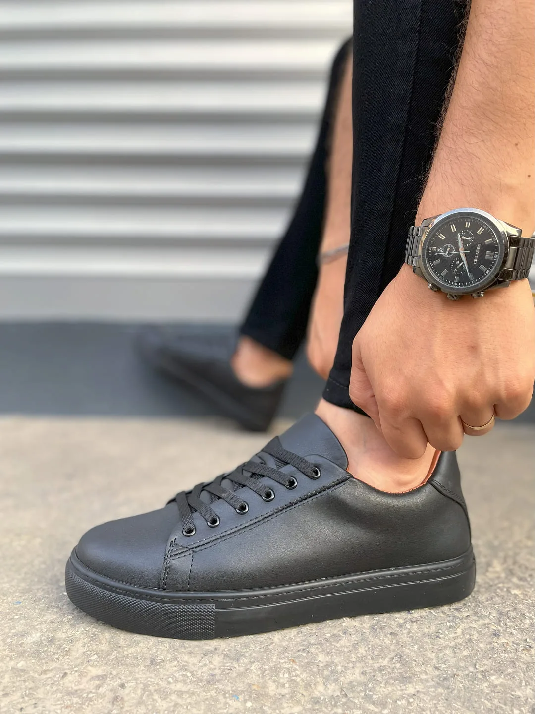 Joy Man JY122 Mode Bağcıklı Cilt Erkek Günlük Sneaker Ayakkabı Siyah