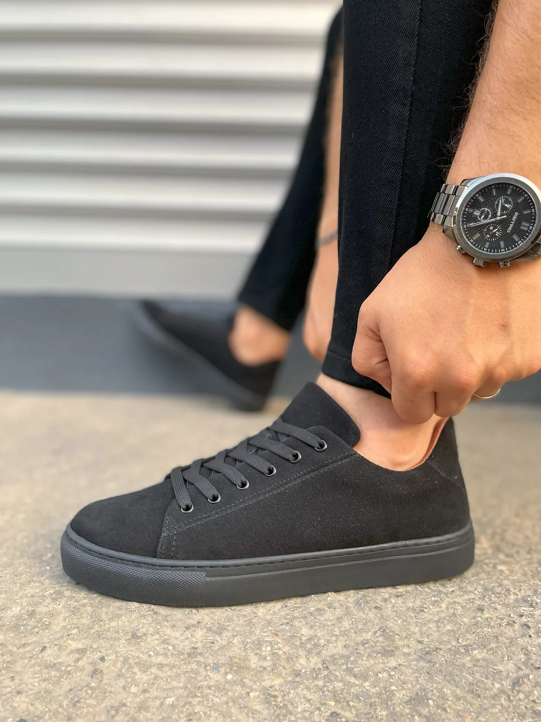 Joy Man JY122 Mode Bağcıklı Süet Erkek Günlük Sneaker Ayakkabı Siyah