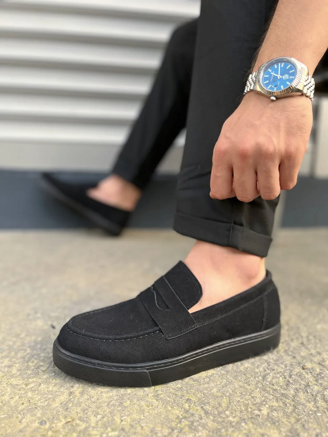 Joy Man JY180 Estilo X Bağcıksız Süet Erkek Günlük Klasik Ayakkabı Siyah