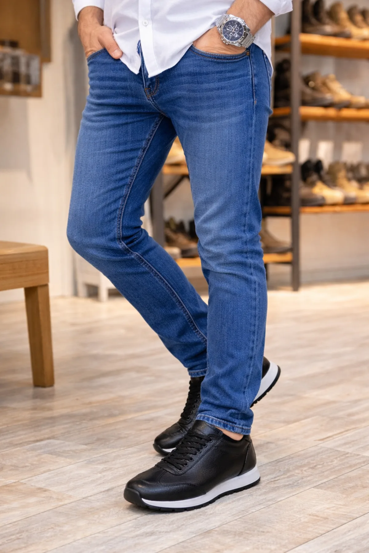Joy Man JY2402 Berts Bağcıklı Hakiki Deri Erkek Günlük Sneaker Siyah