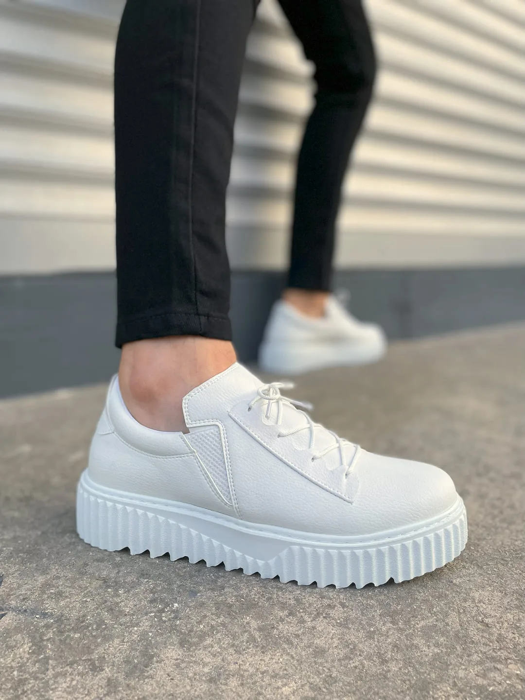 Joy Man JY502 Bold Bağcıklı Cilt Erkek Günlük Sneaker Ayakkabı Beyaz