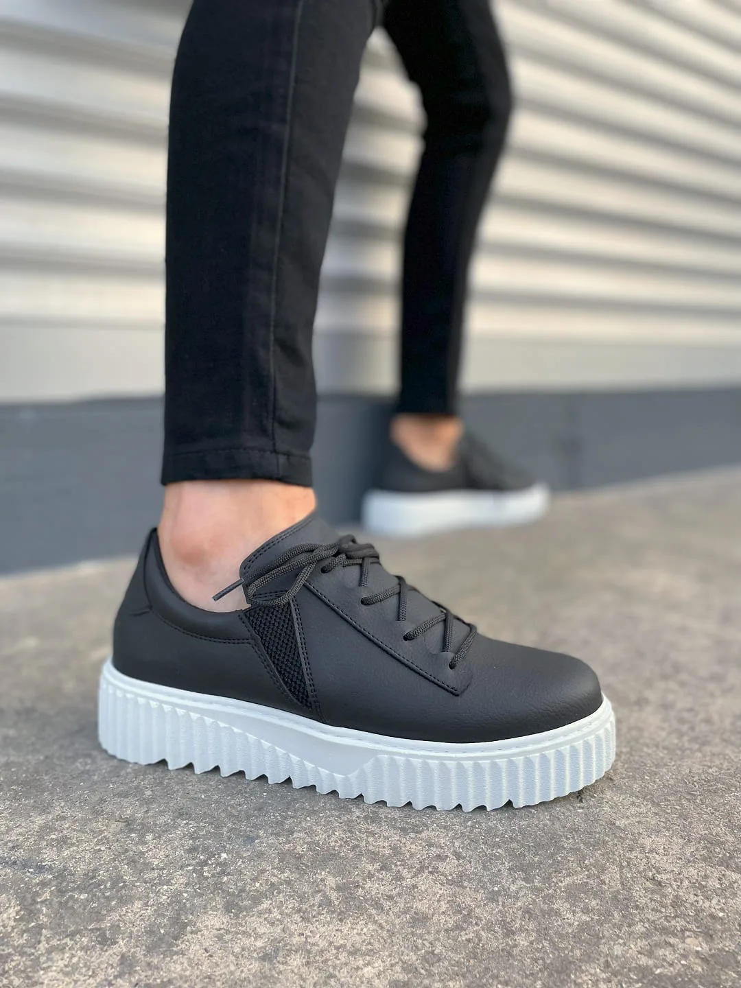Joy Man JY502 Bold Bağcıklı Erkek Günlük Sneaker Ayakkabı, Siyah
