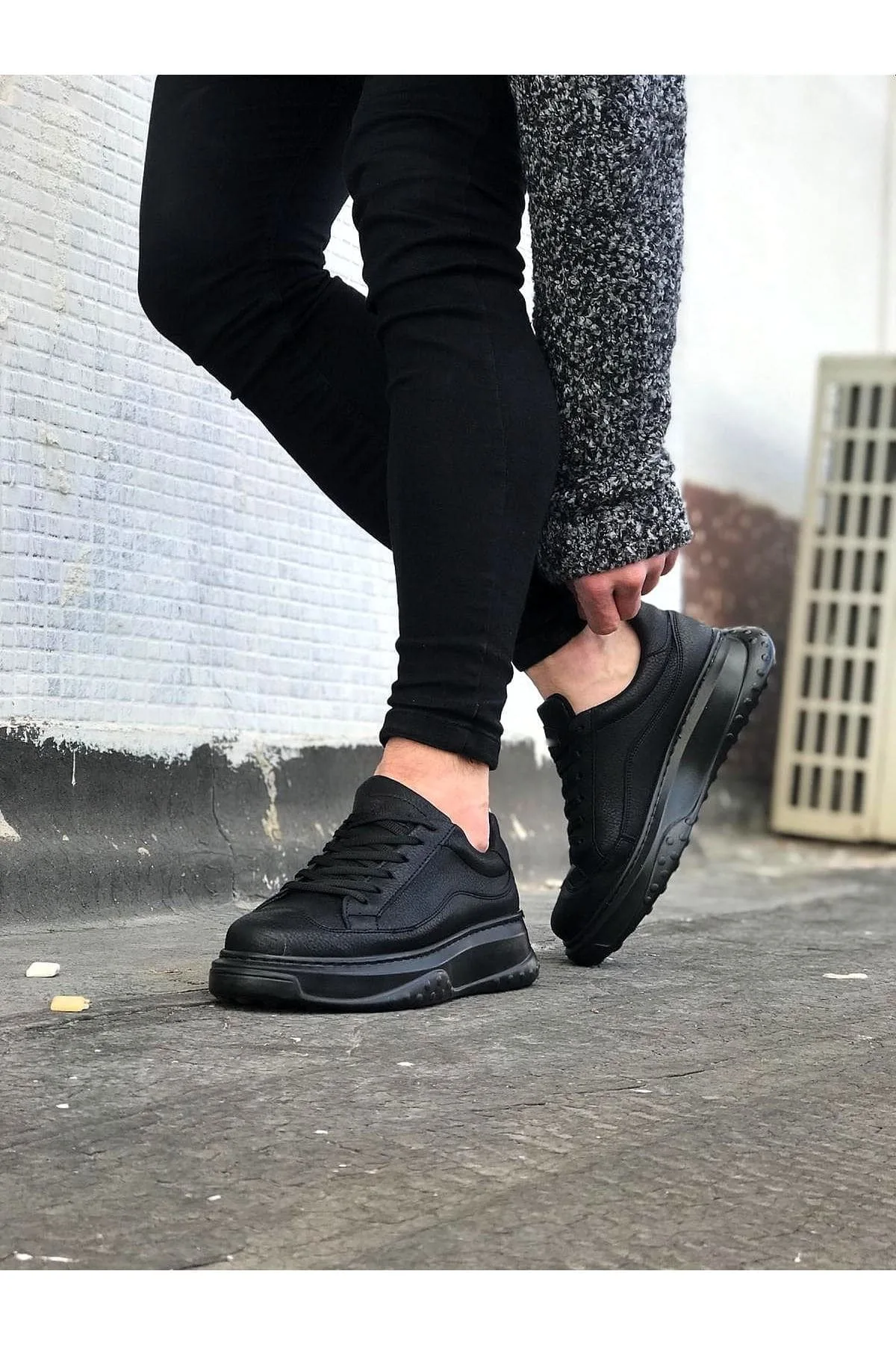 Joy Man JY507 Alone Bağcıklı Cilt Erkek Günlük Sneaker Ayakkabı Siyah