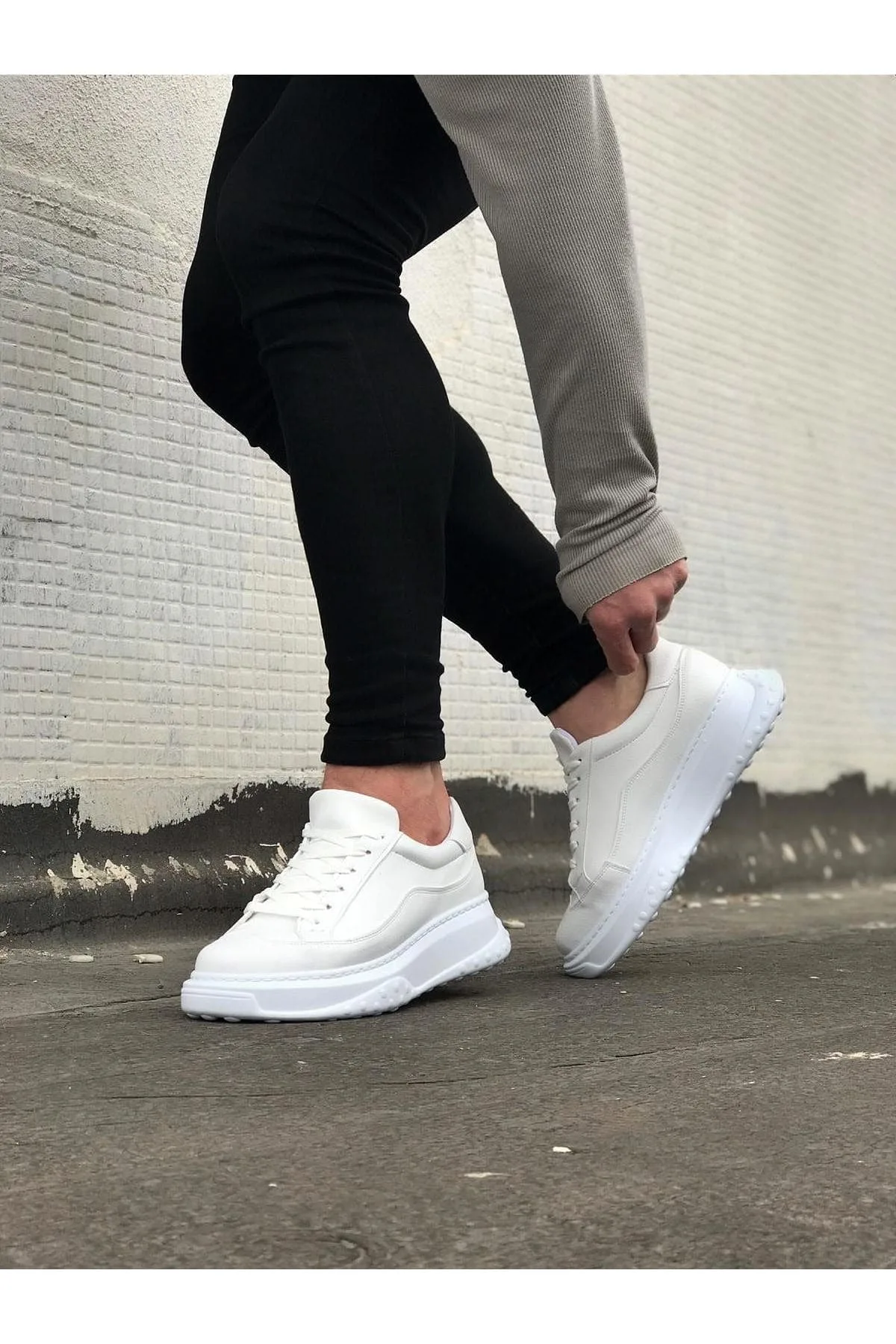 JY507 Alone Bağcıklı Cilt Erkek Günlük Sneaker Ayakkabı Beyaz
