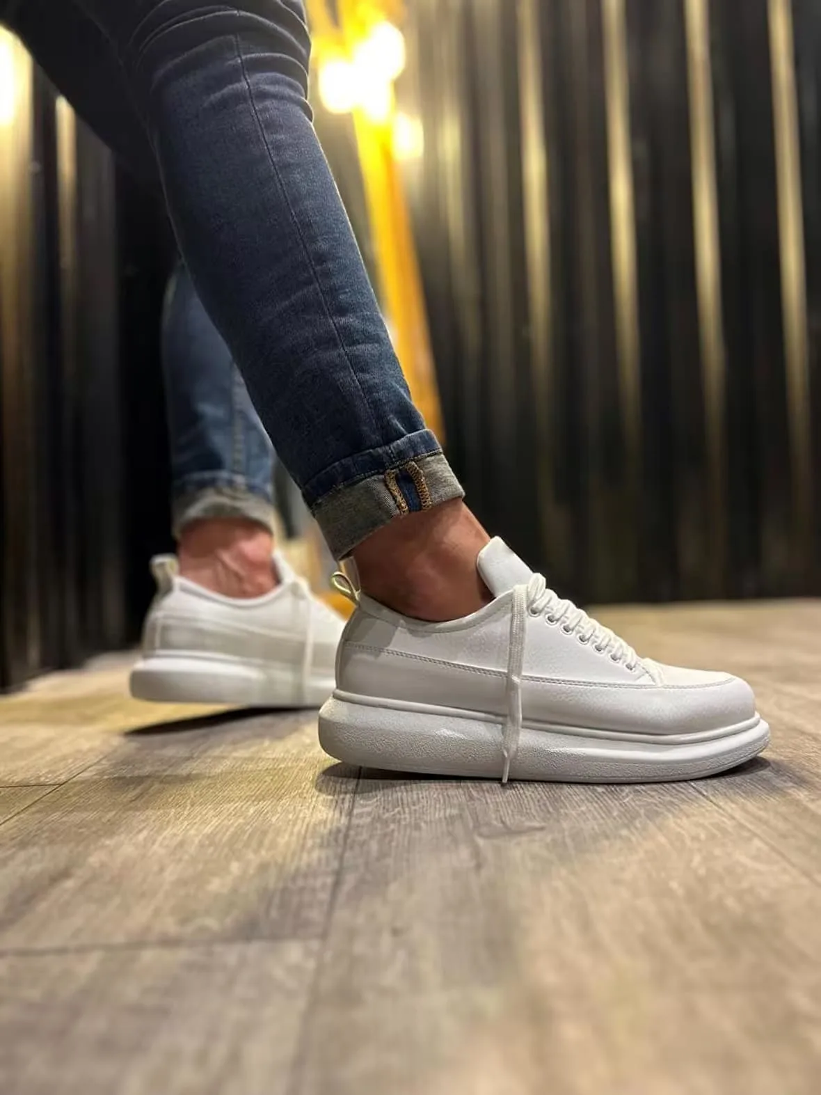 JY914 Drake Bağcıklı Cilt Erkek Günlük Sneaker Ayakkabı Beyaz