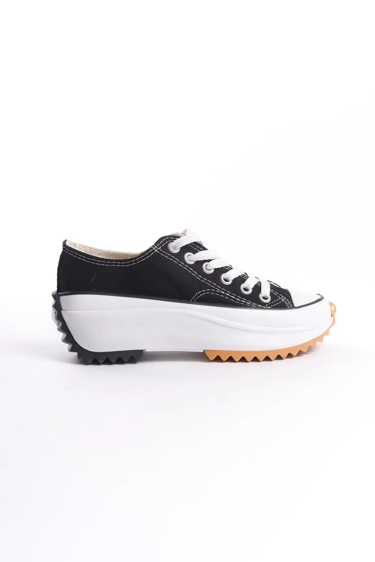 PARIS Siyah Bağcıklı Ortopedik Taban Kadın Sneaker